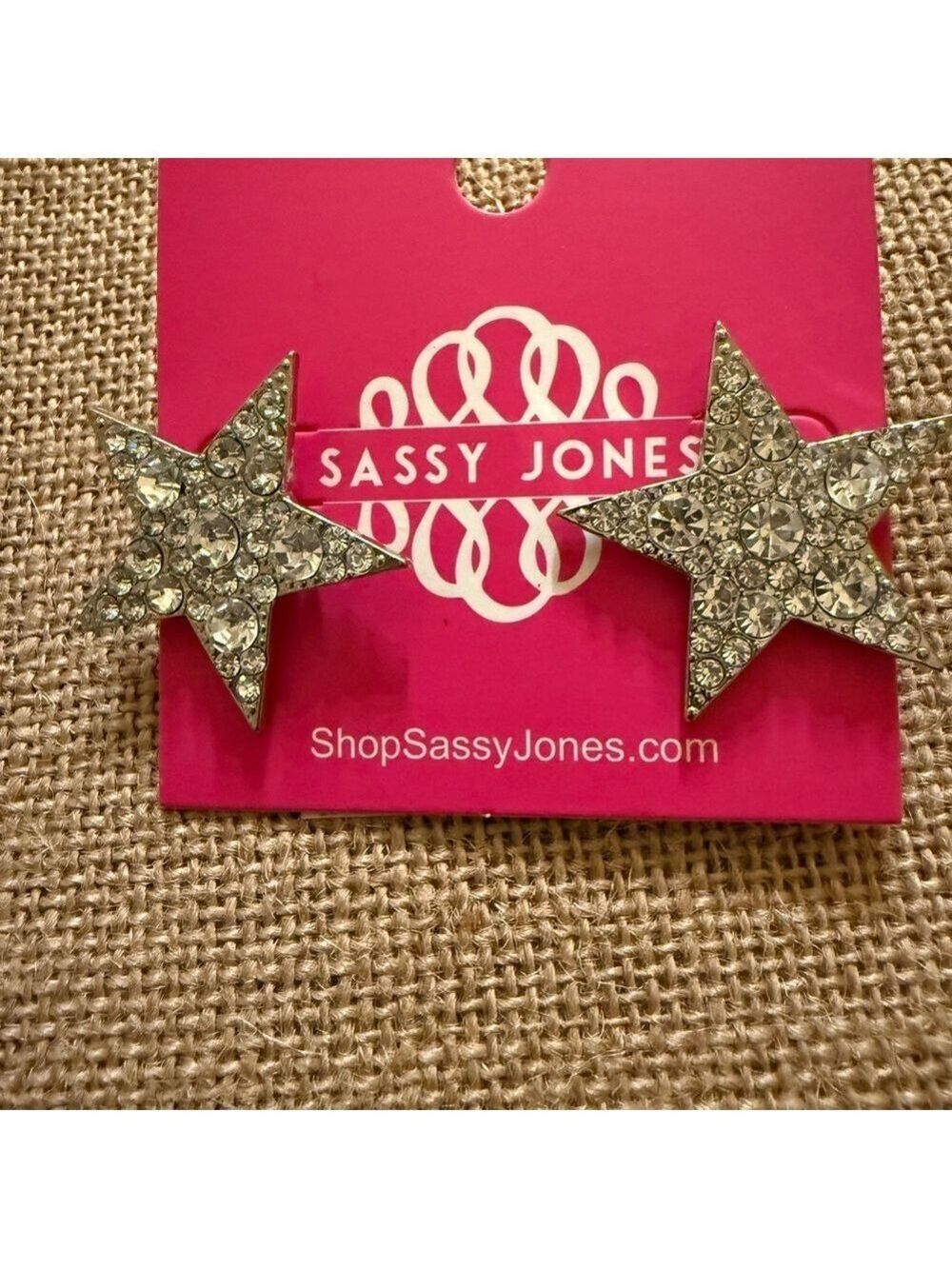 Sassy Jones Silver Star Studs with Rhinestones